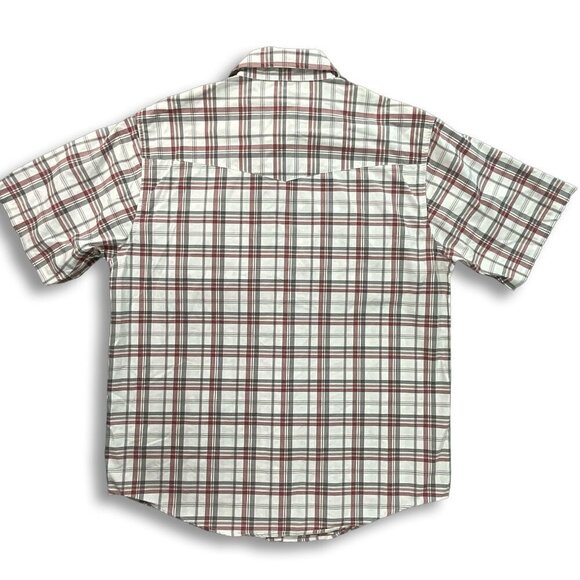 Carhartt Y2K Shirt Mens M Red Gray Plaid Cotton Pearl Snap Short Sleeve Western‎ - Picture 2 of 8